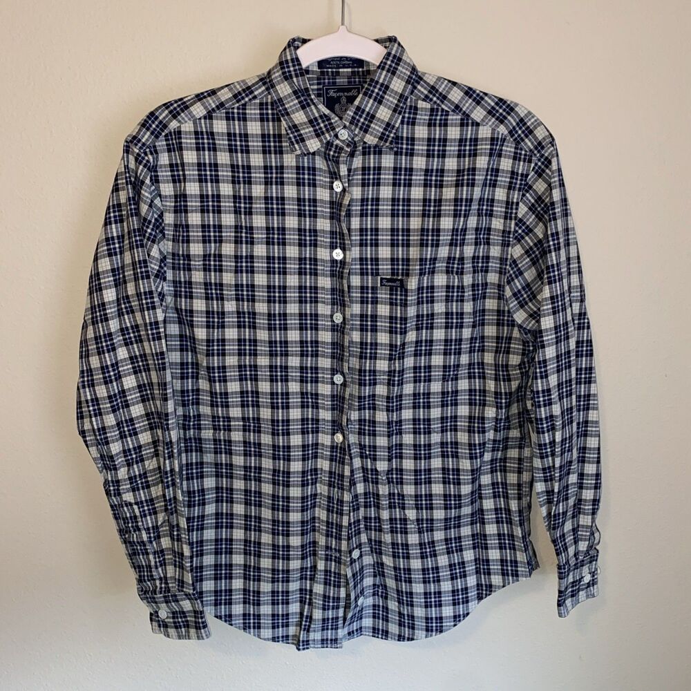 Faconnable Men’s Button Down Shirt Gray Plaid